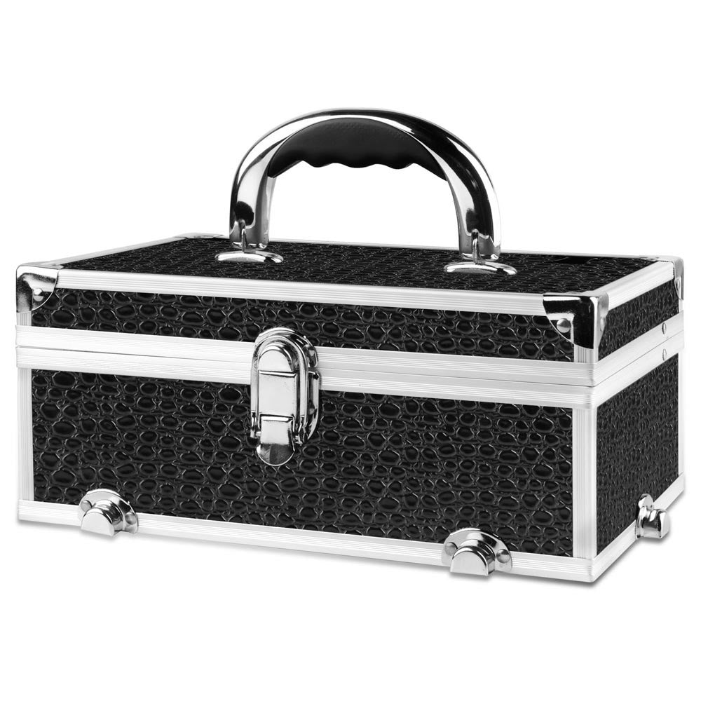 Portable Cosmetic Beauty Make Up Carry Case Box Crocodile Black