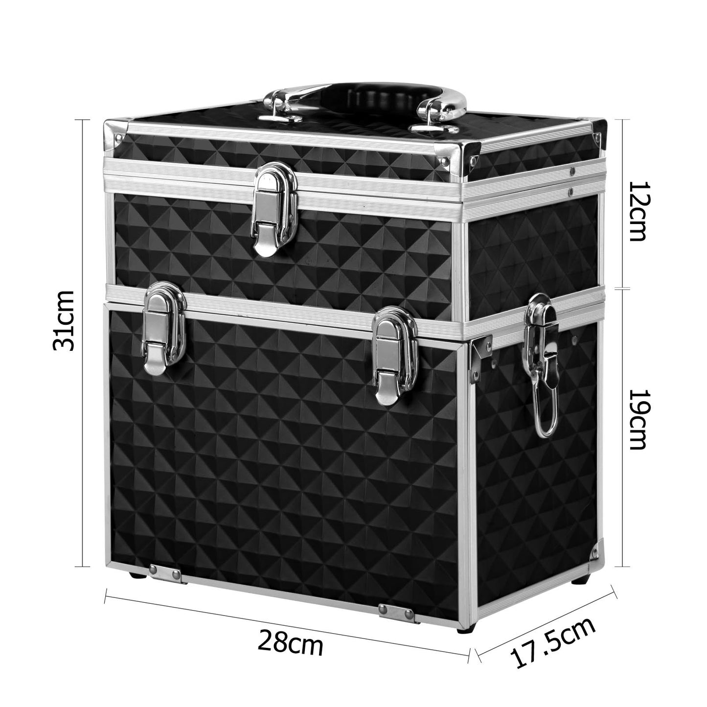 Portable Cosmetic Beauty Makeup Case Diamond Black