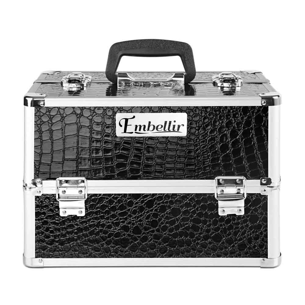 Portable Beauty Makeup Case Crocodile Black