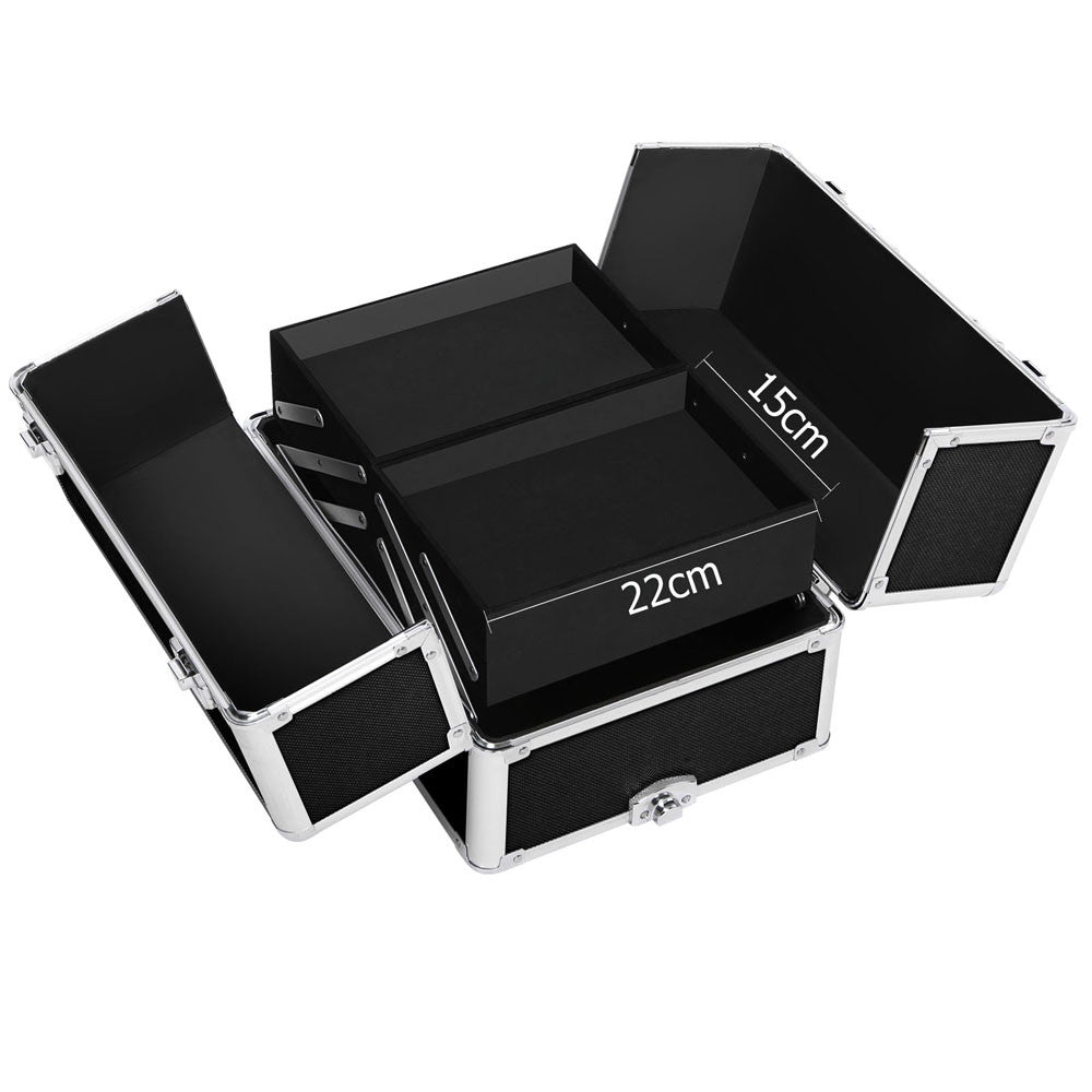 7 in 1 Portable Beauty Make up Cosmetic Trolley Case Black