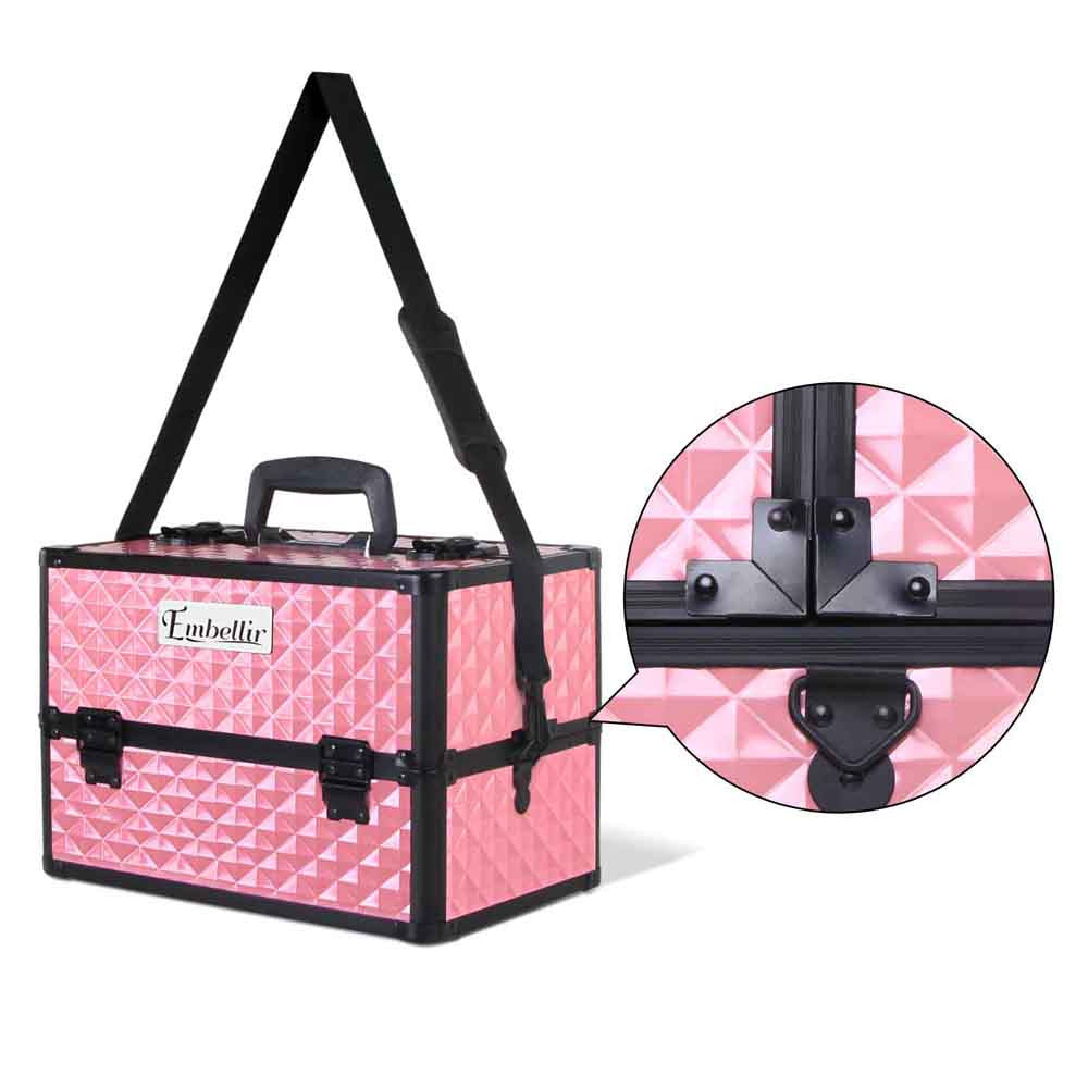 Portable Cosmetic Beauty Make Up Carry Case Box Pink