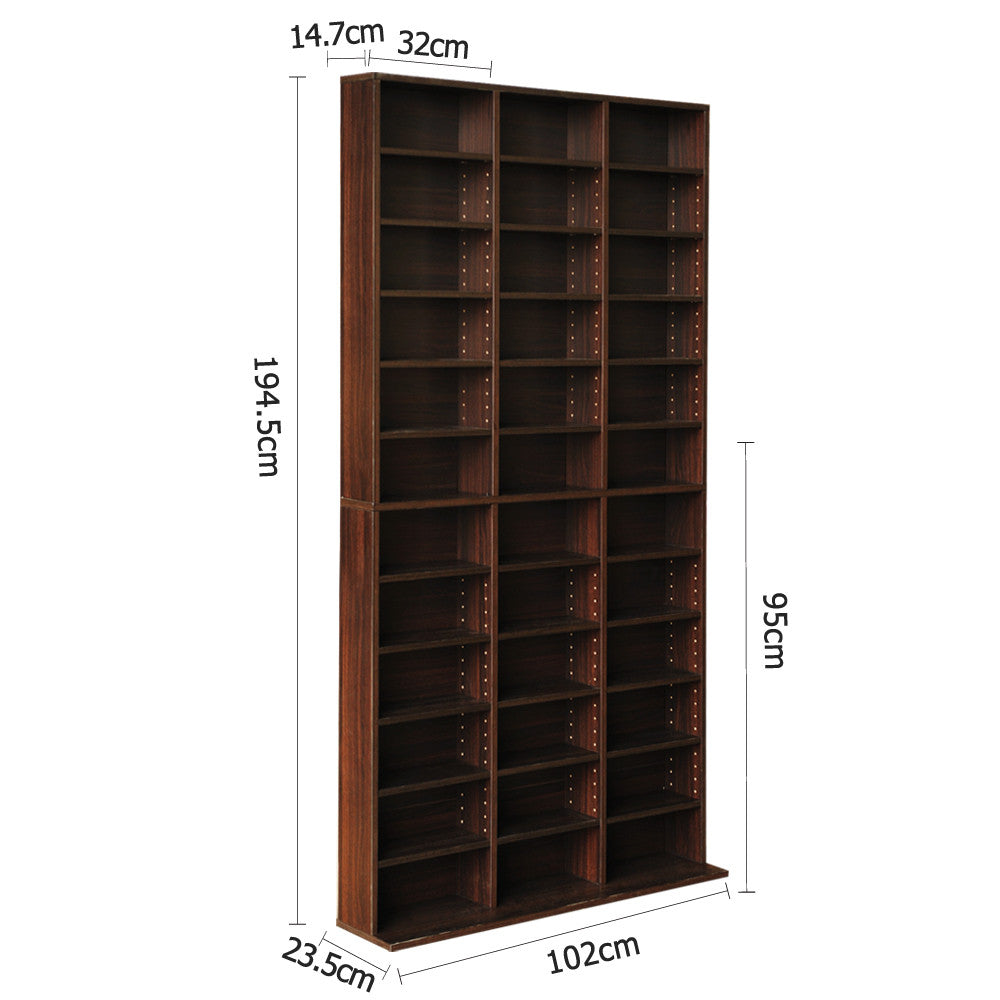 Adjustable CD DVD Book Storage Shelf Brown