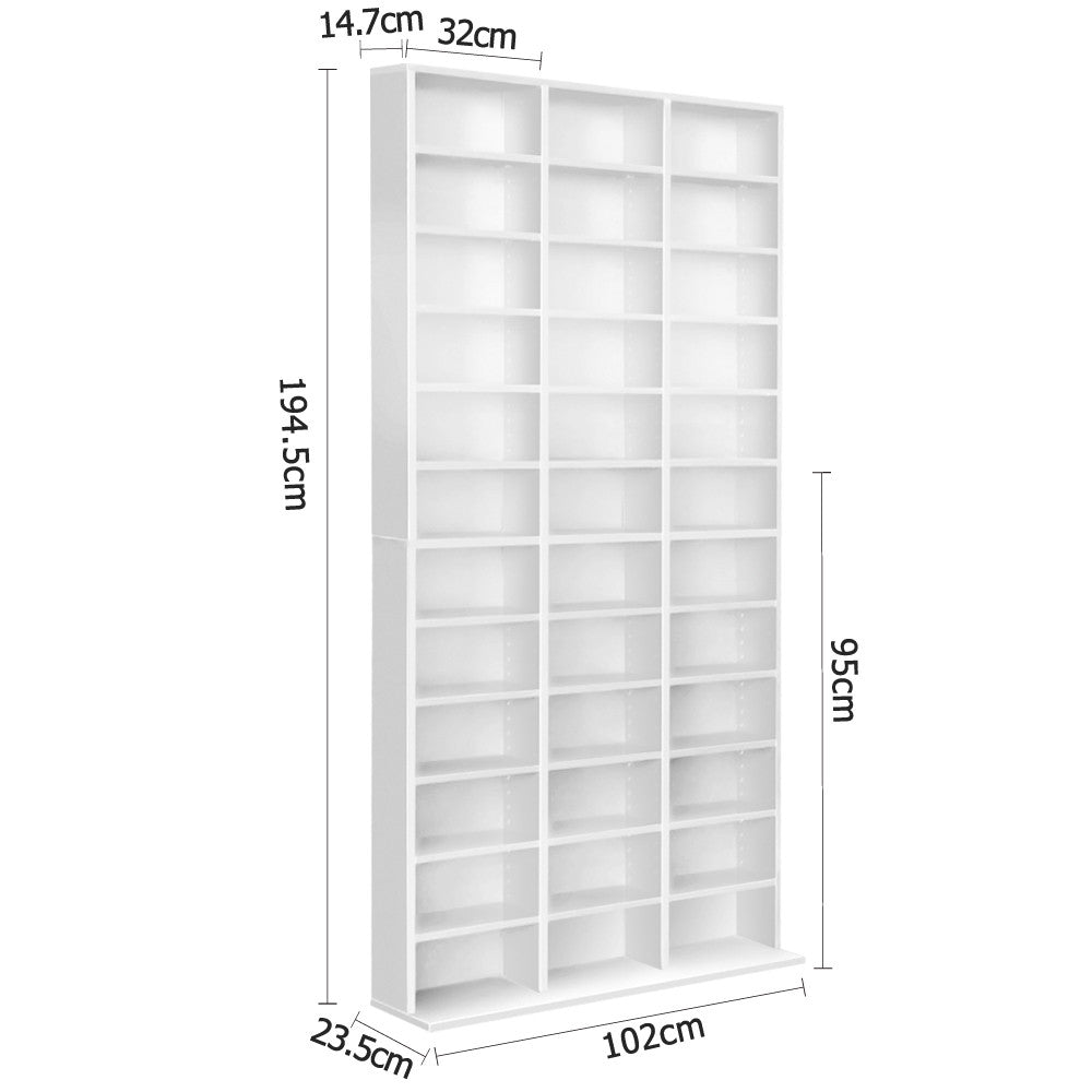 Adjustable CD DVD Book Storage Shelf White