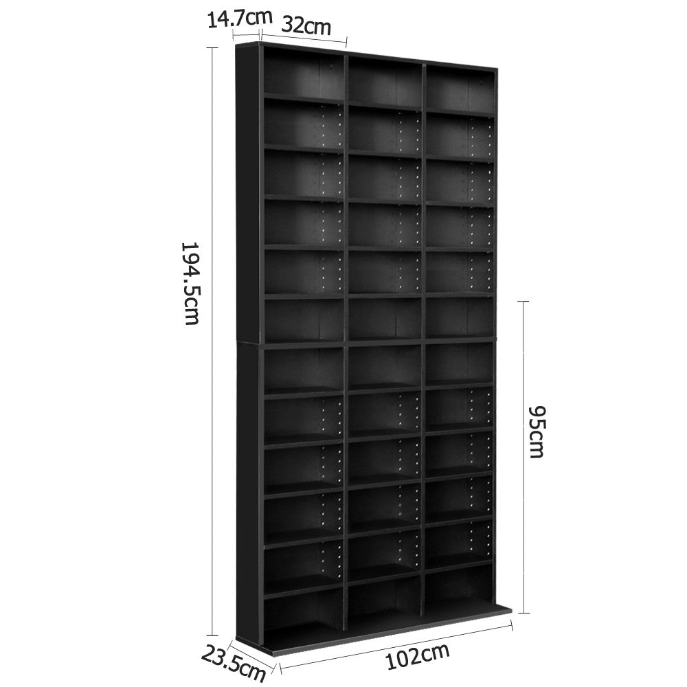 Adjustable CD DVD Book Storage Shelf Black