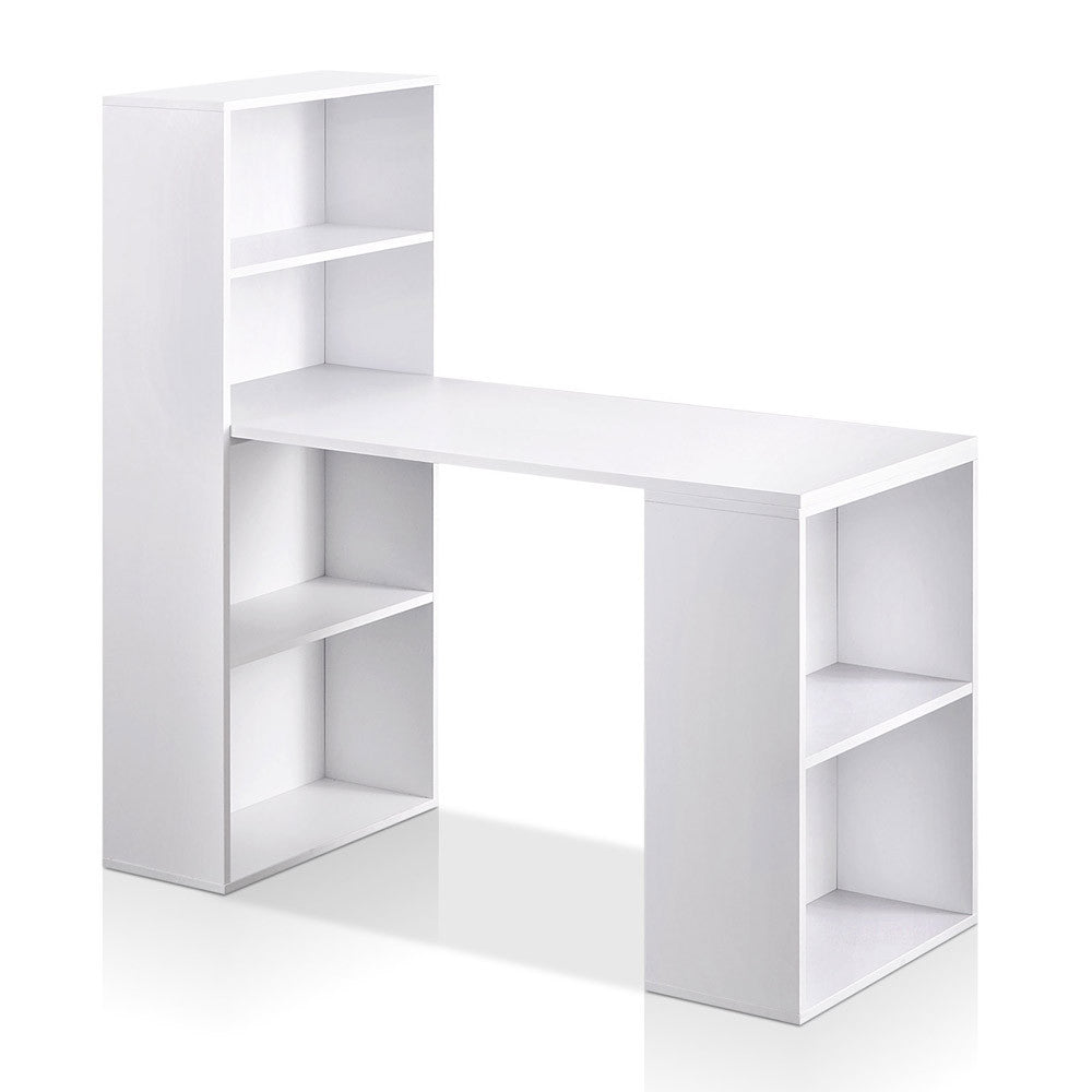 6 Storage Shelf Office Computer Desk White