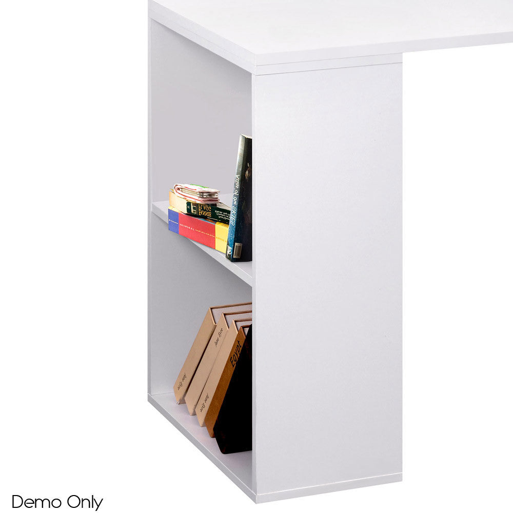 6 Storage Shelf Office Computer Desk White