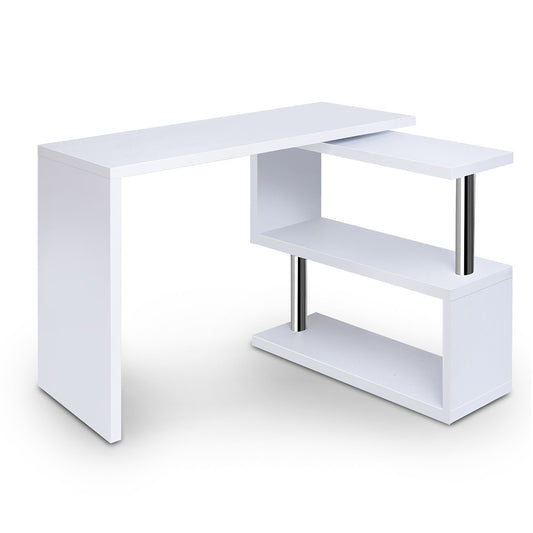 Office Computer Desk Corner Table w/ Bookshelf White