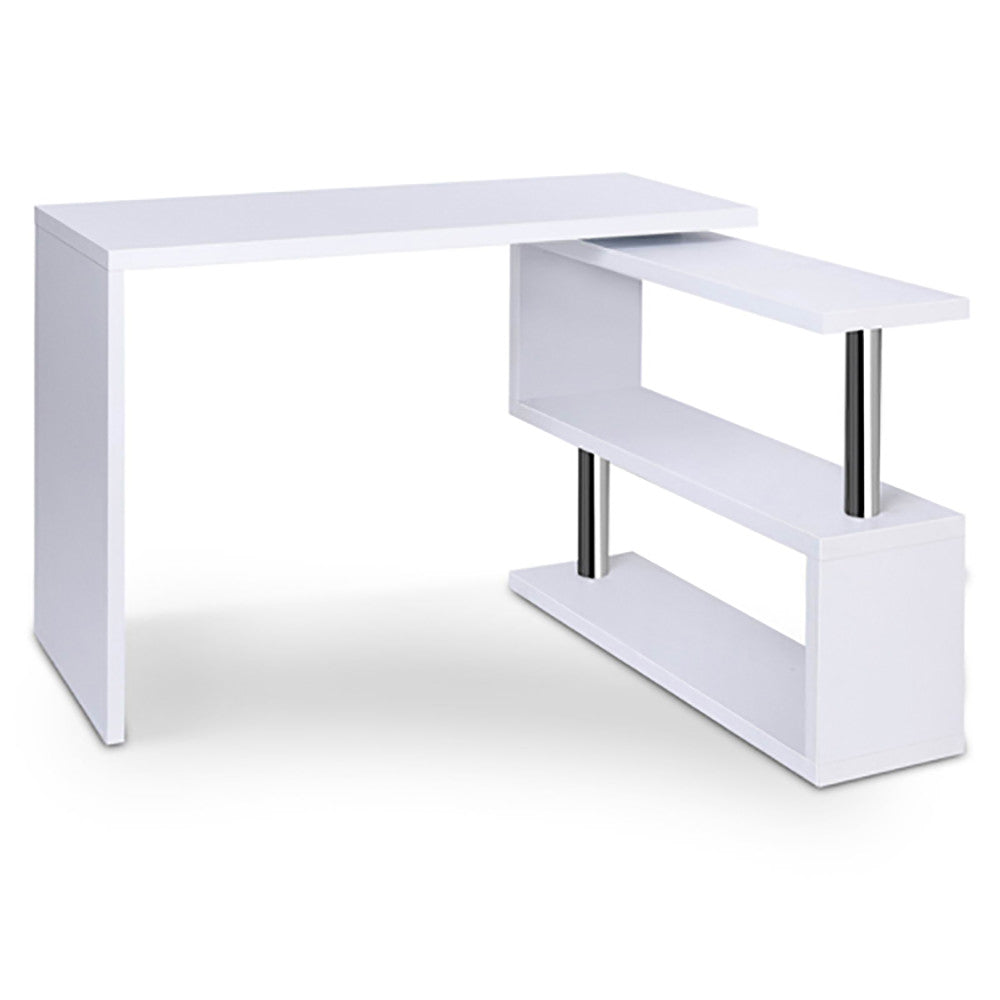 Office Computer Desk Corner Table w/ Bookshelf White