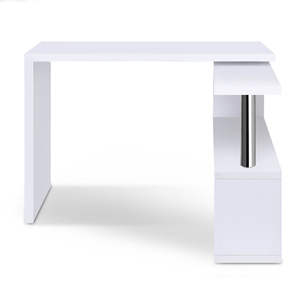 Office Computer Desk Corner Table w/ Bookshelf White