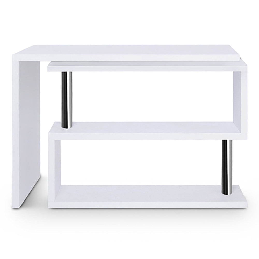 Office Computer Desk Corner Table w/ Bookshelf White