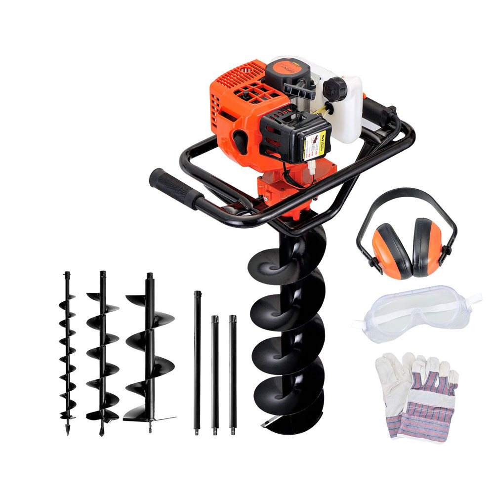 88cc Petrol Post Hole Digger Earth Auger Drill Kit Set