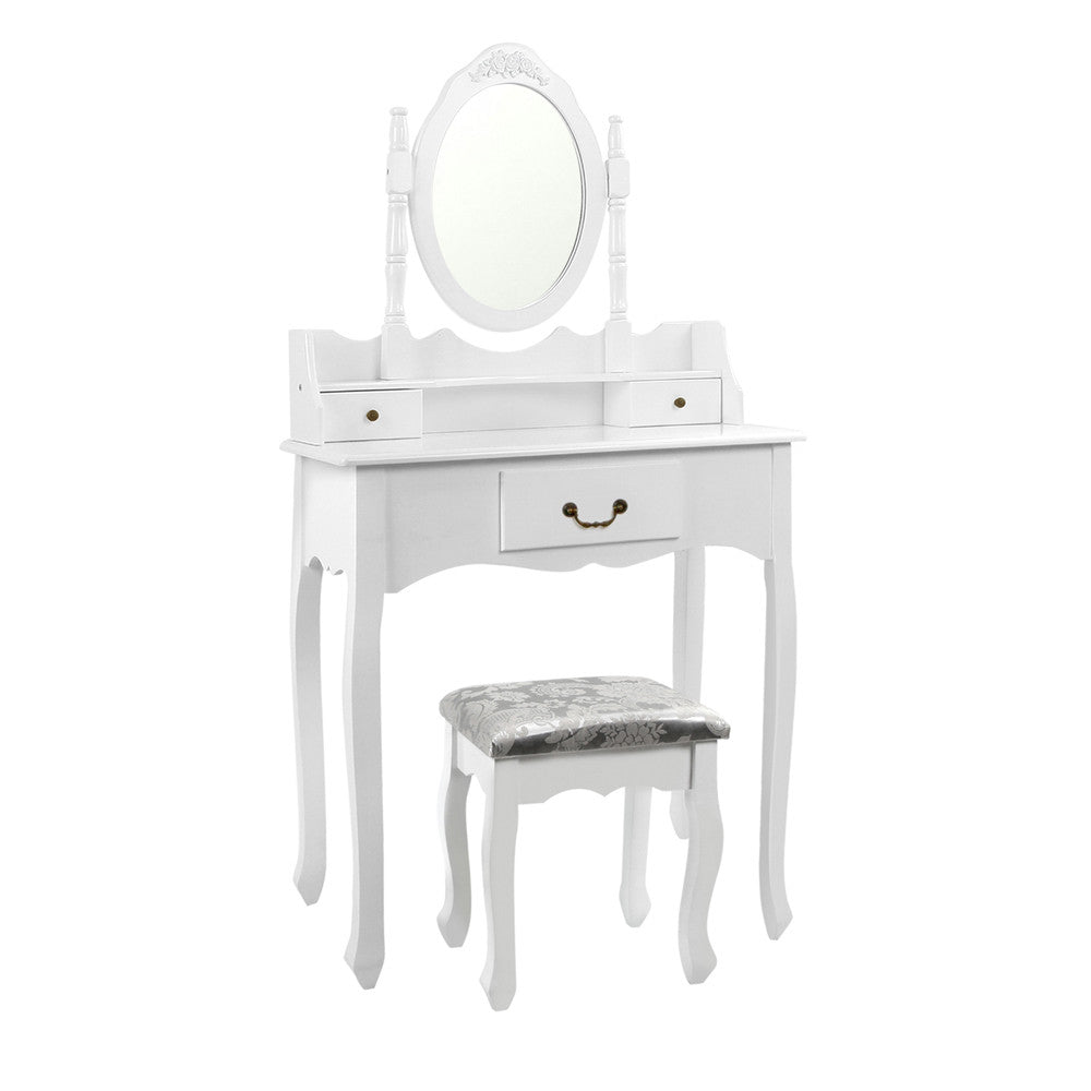 3 Drawer Dressing Table w/ Mirror White