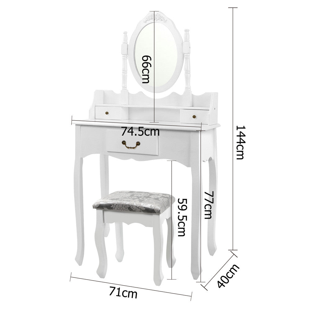 3 Drawer Dressing Table w/ Mirror White