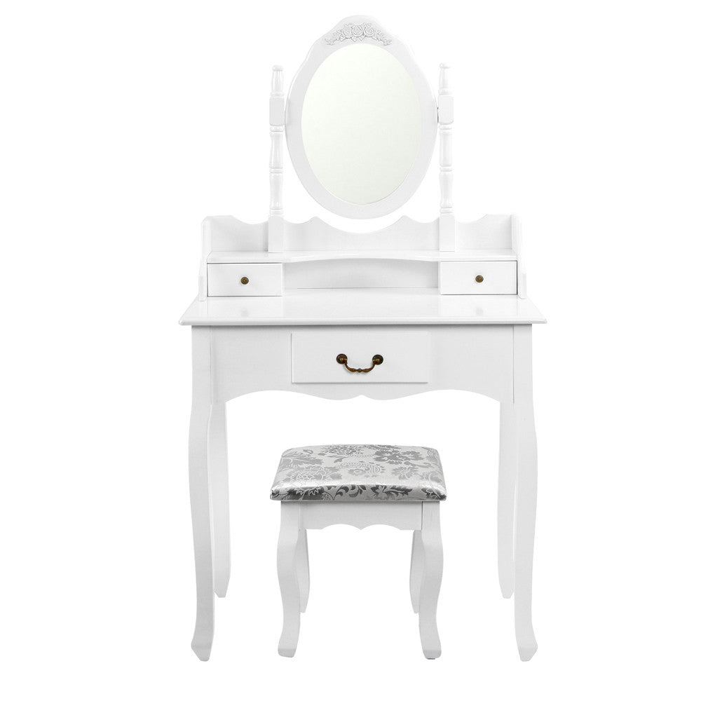 3 Drawer Dressing Table w/ Mirror White