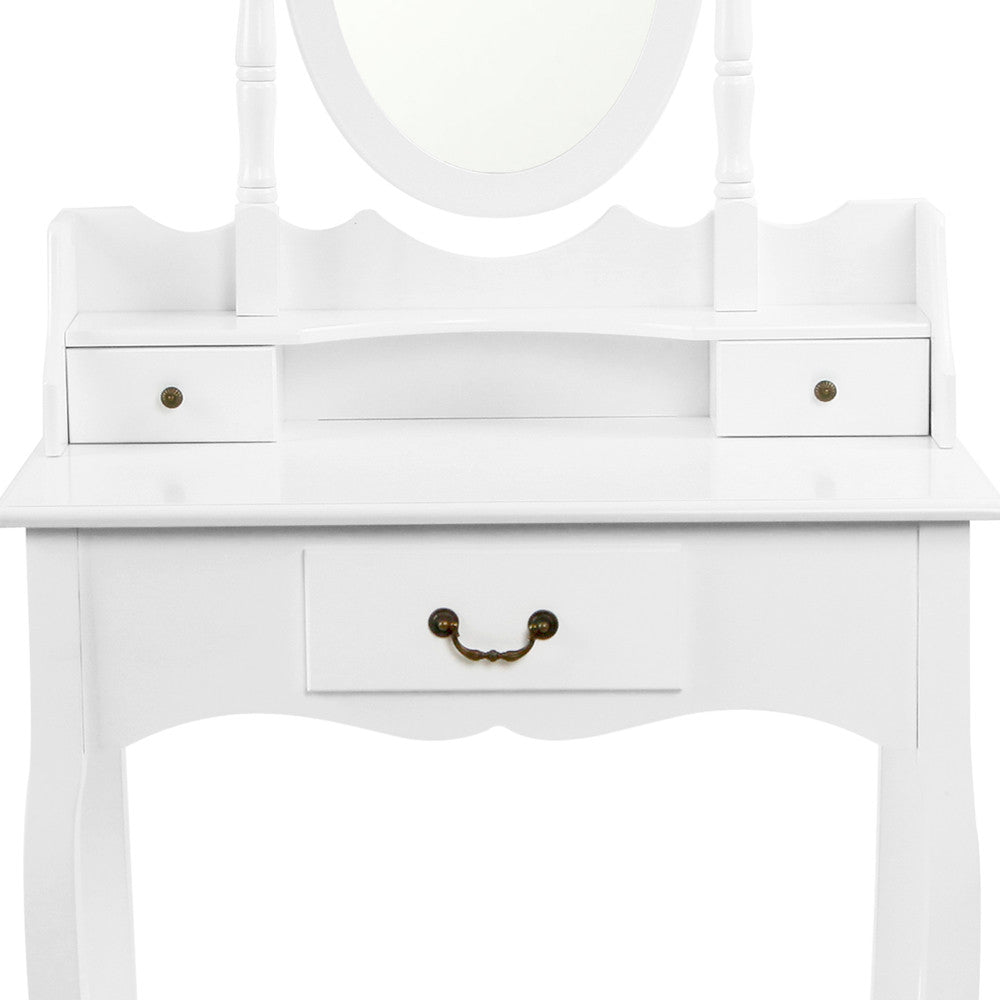 3 Drawer Dressing Table w/ Mirror White