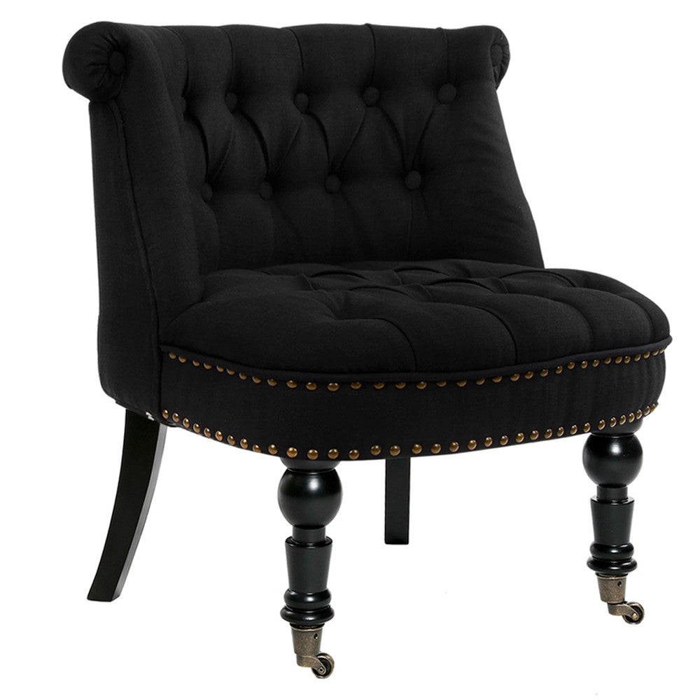 Lorraine Chair French Provincial Linen Fabric Sofa Pitch Black