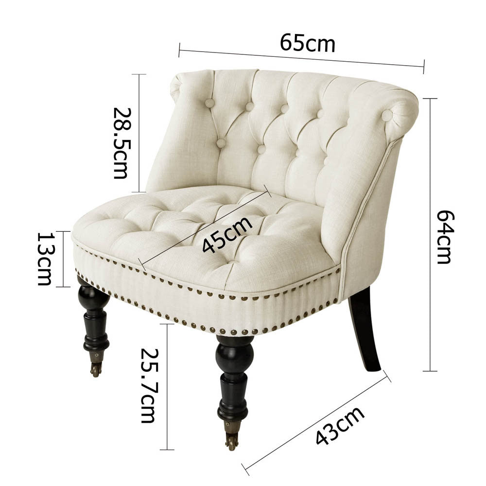 Lorraine Chair French Provincial Linen Fabric Sofa White