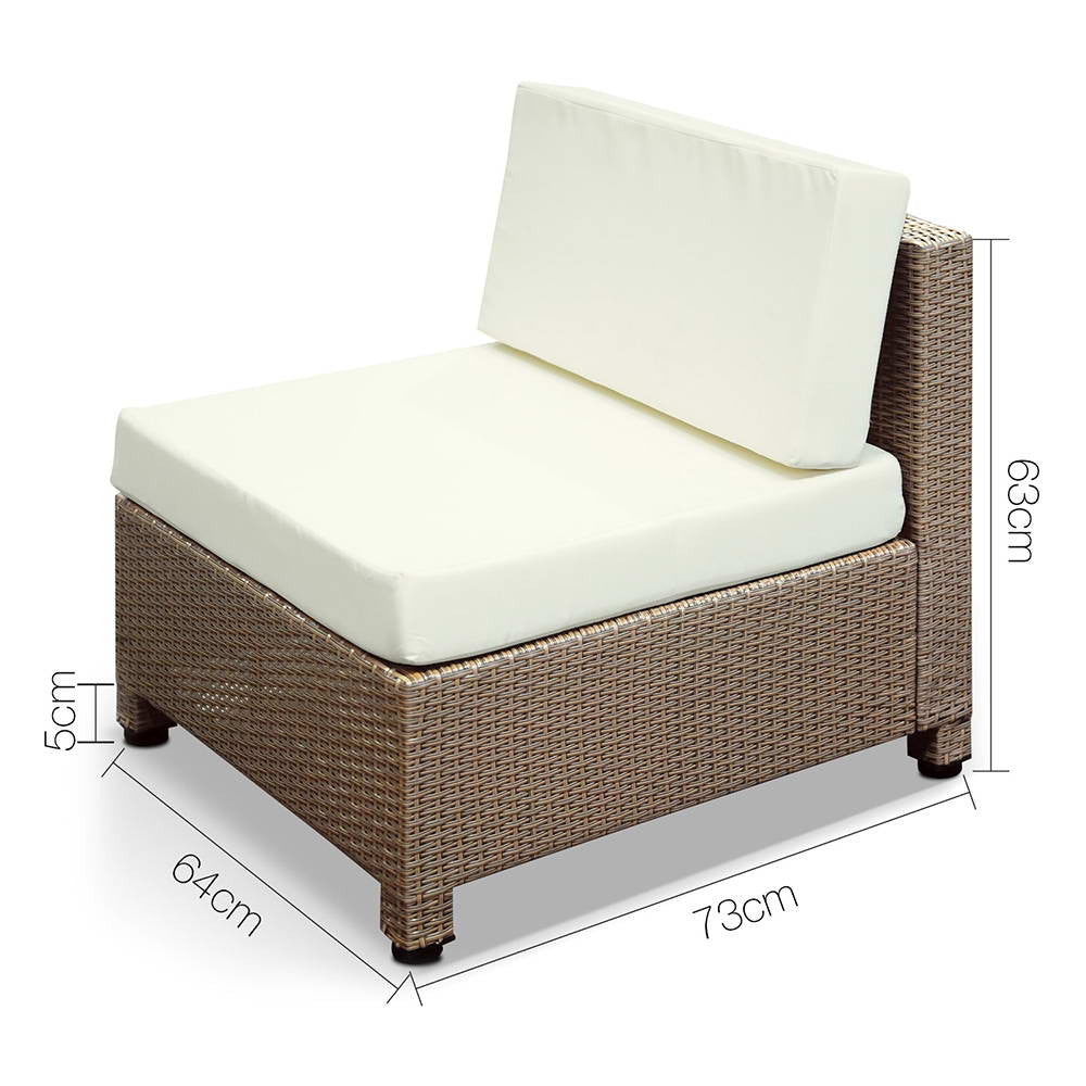 5 pcs Brown Wicker Rattan 4 Seater Outdoor Lounge Set Beige