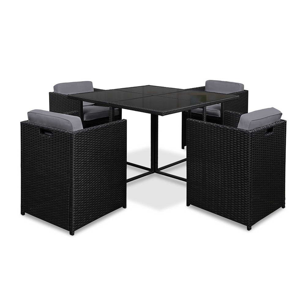 Rio Dining 5 Seater Set – Black & Grey