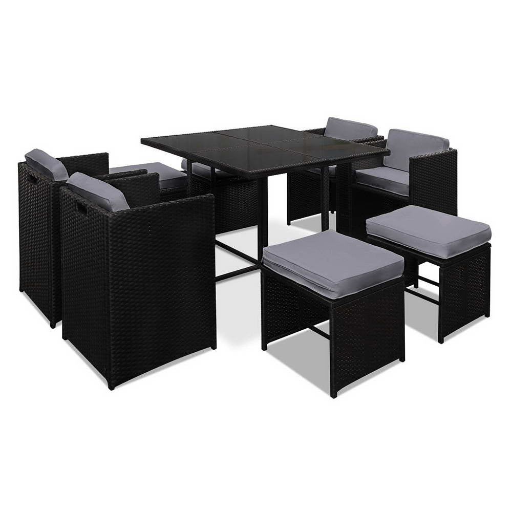 Hawaii Dining 9 Seater Set – Black & Grey