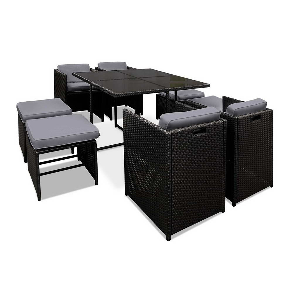 Hawaii Dining 9 Seater Set – Black & Grey