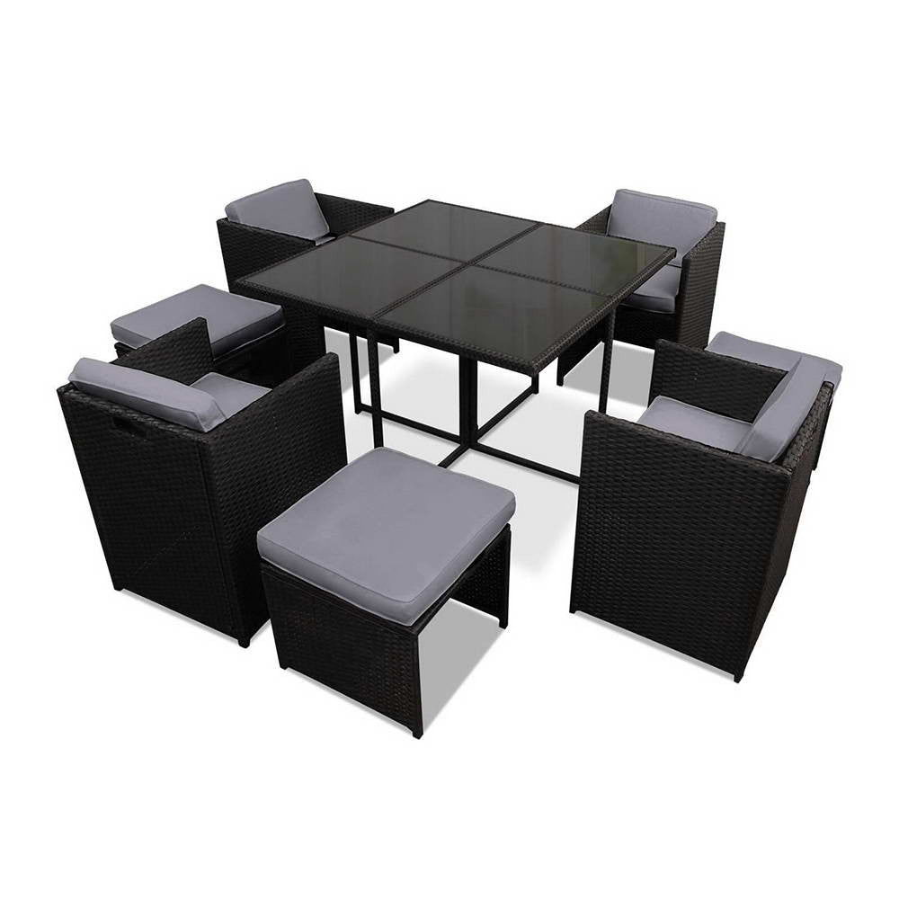 Hawaii Dining 9 Seater Set – Black & Grey