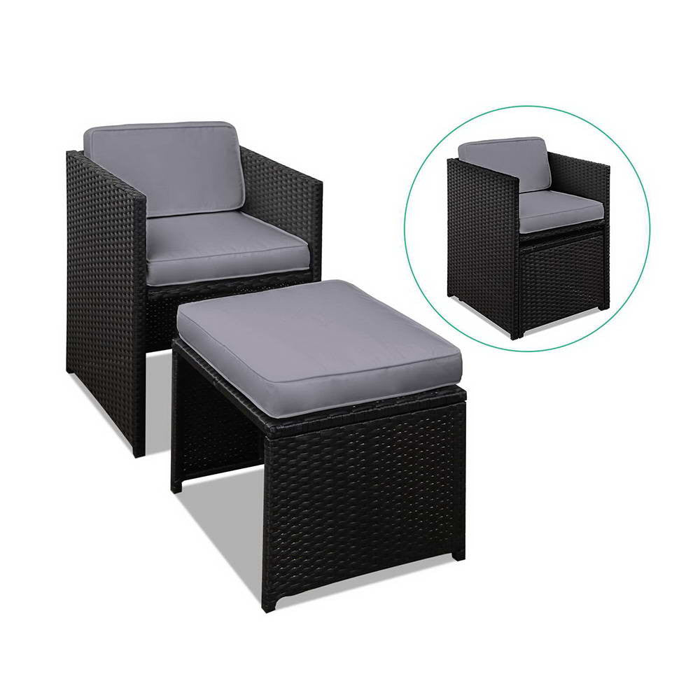 Hawaii Dining 9 Seater Set – Black & Grey