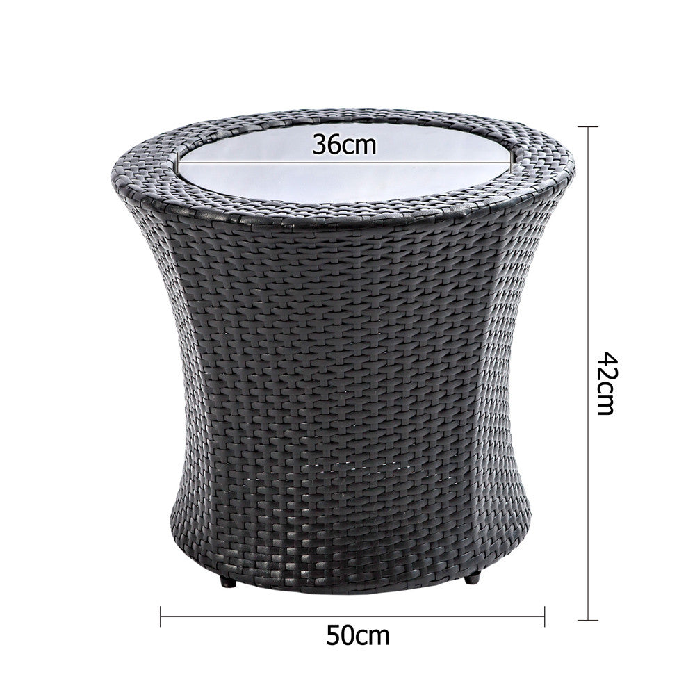 Stackable 4 pcs Black Wicker Rattan 2 Seater Outdoor Furniture Set Grey