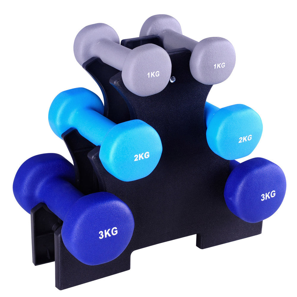 Everfit 6 Piece 12kg Dumbbell Weights Set w/ Stand