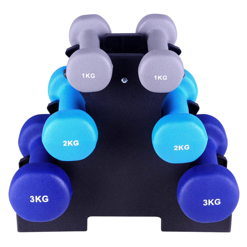 Everfit 6 Piece 12kg Dumbbell Weights Set w/ Stand