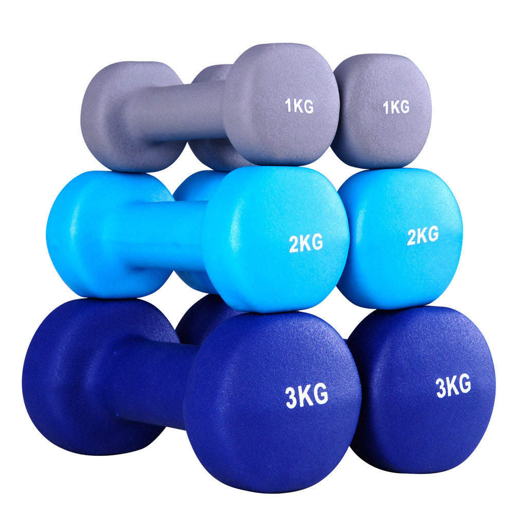 Everfit 6 Piece 12kg Dumbbell Weights Set w/ Stand