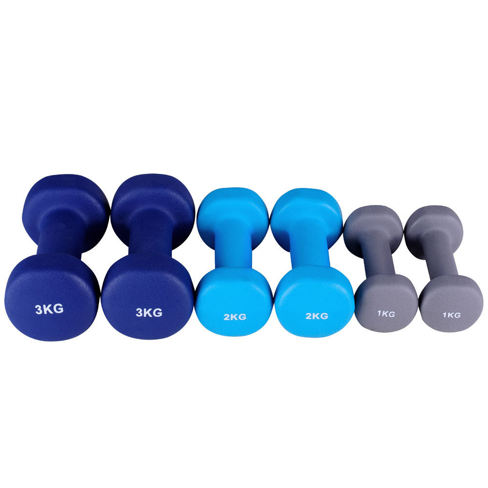 Everfit 6 Piece 12kg Dumbbell Weights Set w/ Stand