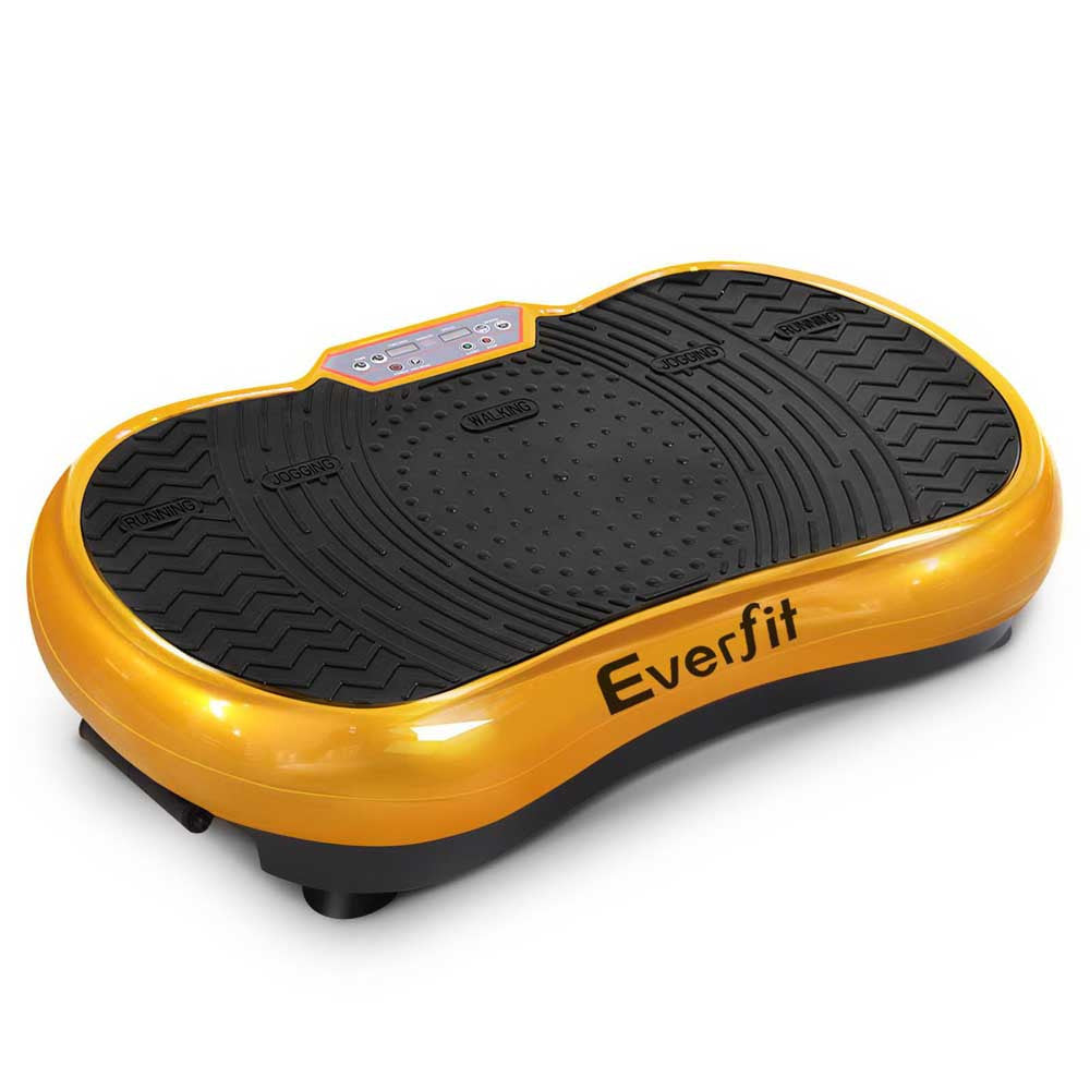 1000W Vibrating Plate Exercise Platform with Roller Wheels - Gold