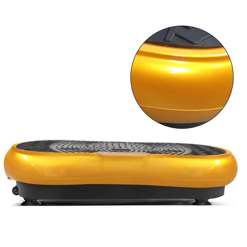 1000W Vibrating Plate Exercise Platform with Roller Wheels - Gold