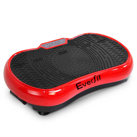 1000W Vibrating Plate Exercise Platform with Roller Wheels - Red