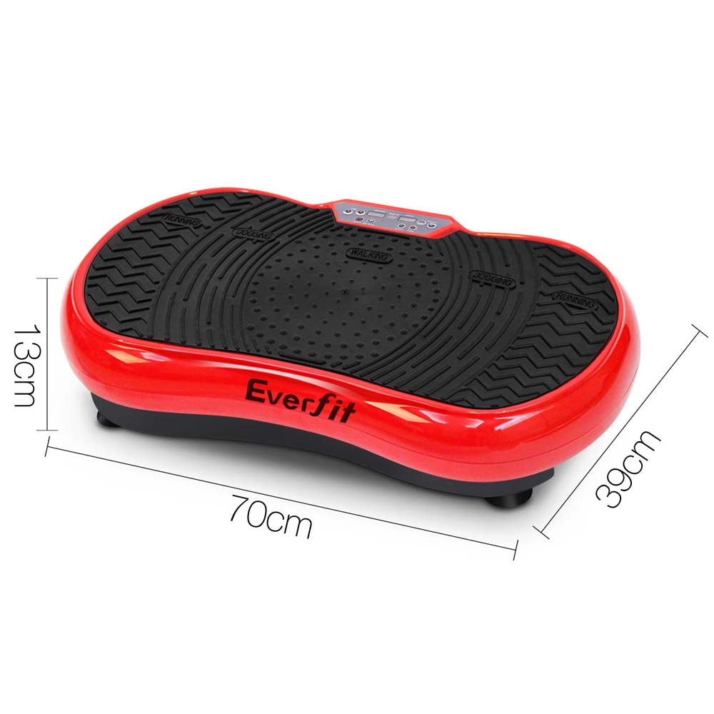 1000W Vibrating Plate Exercise Platform with Roller Wheels - Red