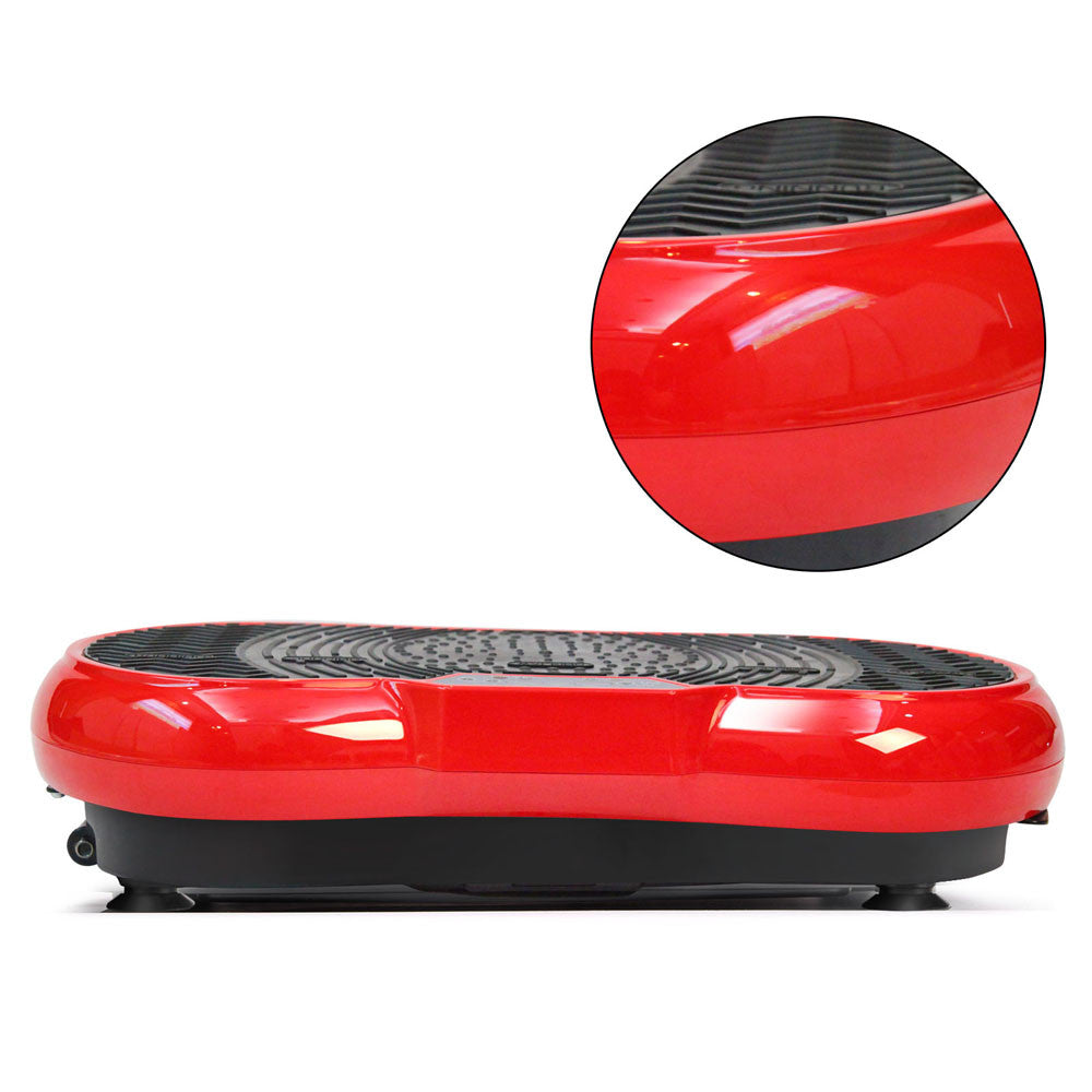 1000W Vibrating Plate Exercise Platform with Roller Wheels - Red