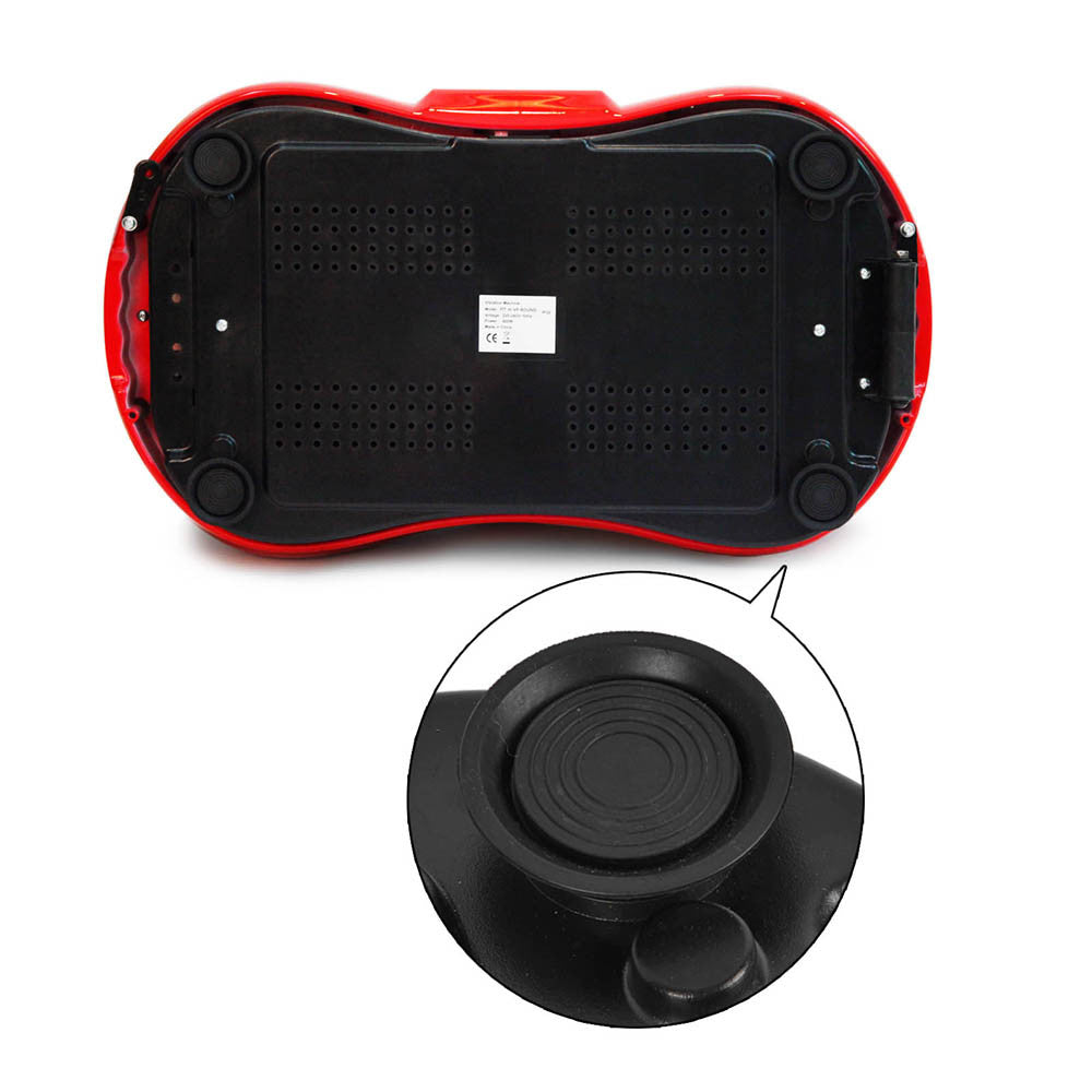 1000W Vibrating Plate Exercise Platform with Roller Wheels - Red