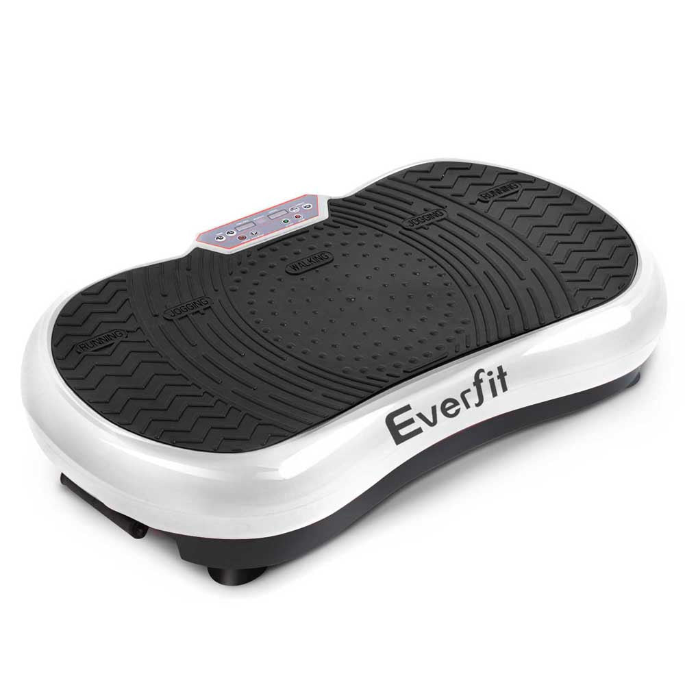 1000W Vibrating Plate Exercise Platform with Roller Wheels - White