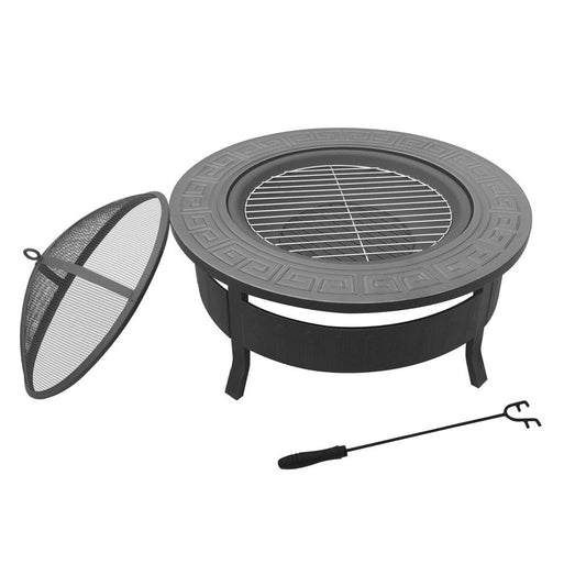 Outdoor Fire Pit BBQ Table Grill Fireplace Round