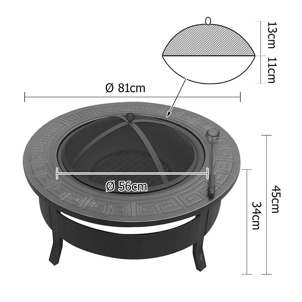 Outdoor Fire Pit BBQ Table Grill Fireplace Round