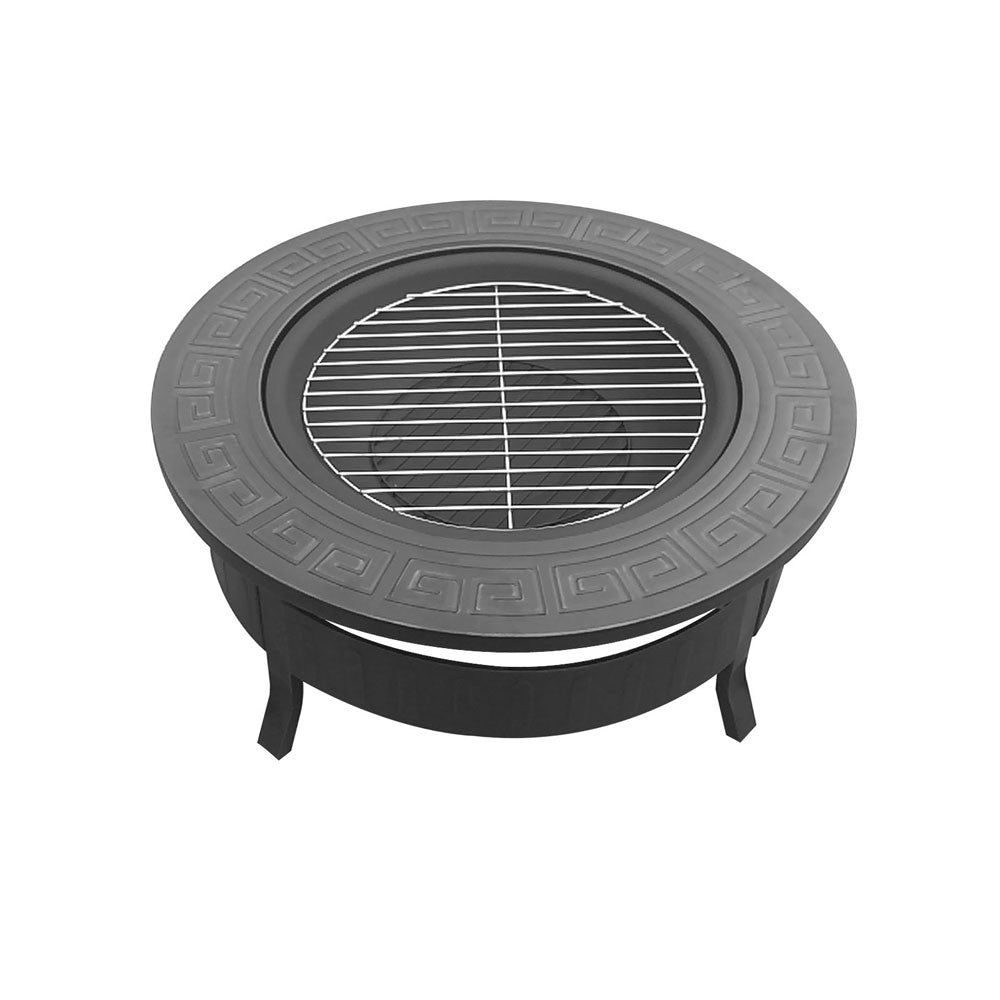 Outdoor Fire Pit BBQ Table Grill Fireplace Round