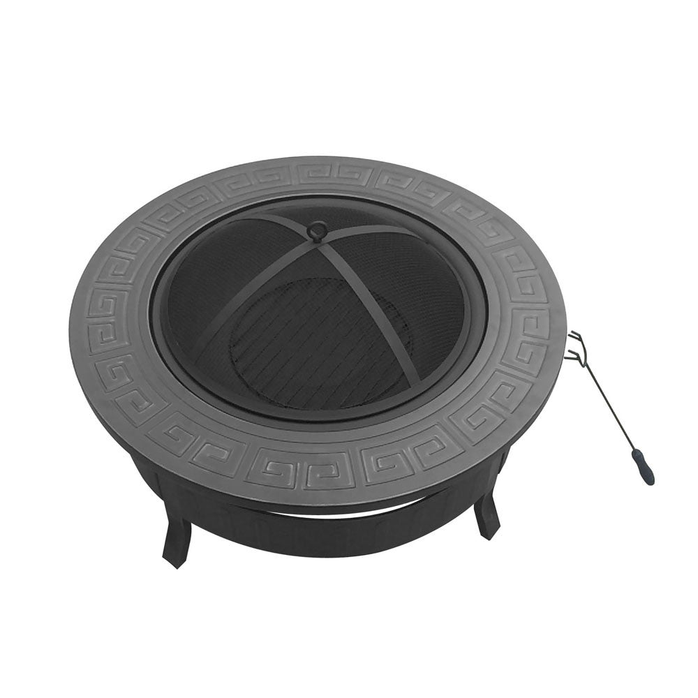 Outdoor Fire Pit BBQ Table Grill Fireplace Round