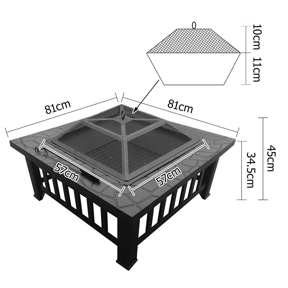 Outdoor Fire Pit BBQ Table Grill Fireplace Stone Pattern