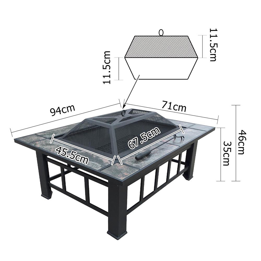 Outdoor Fire Pit BBQ Table Grill Fireplace