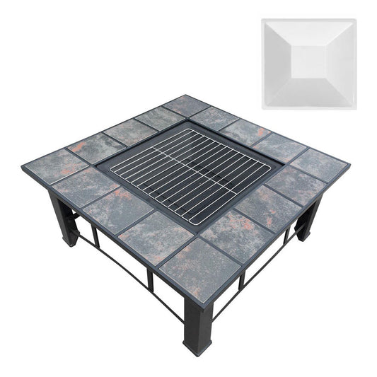 Outdoor Fire Pit BBQ Table Grill Fireplace Ice Bucket w/ Table Lid