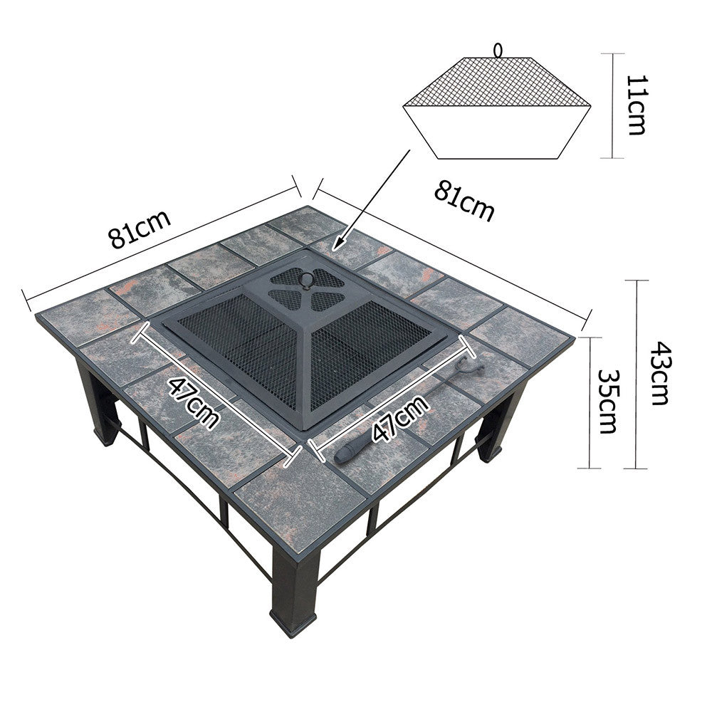 Outdoor Fire Pit BBQ Table Grill Fireplace Ice Bucket w/ Table Lid