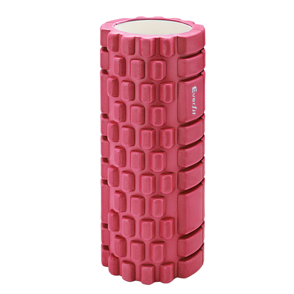 Yoga Gym Pilates EVA Grid Foam Roller Pink 33 x 14cm