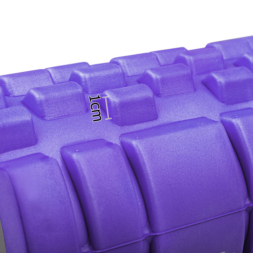 Yoga Gym Pilates EVA Grid Foam Roller Purple 33 x 14cm