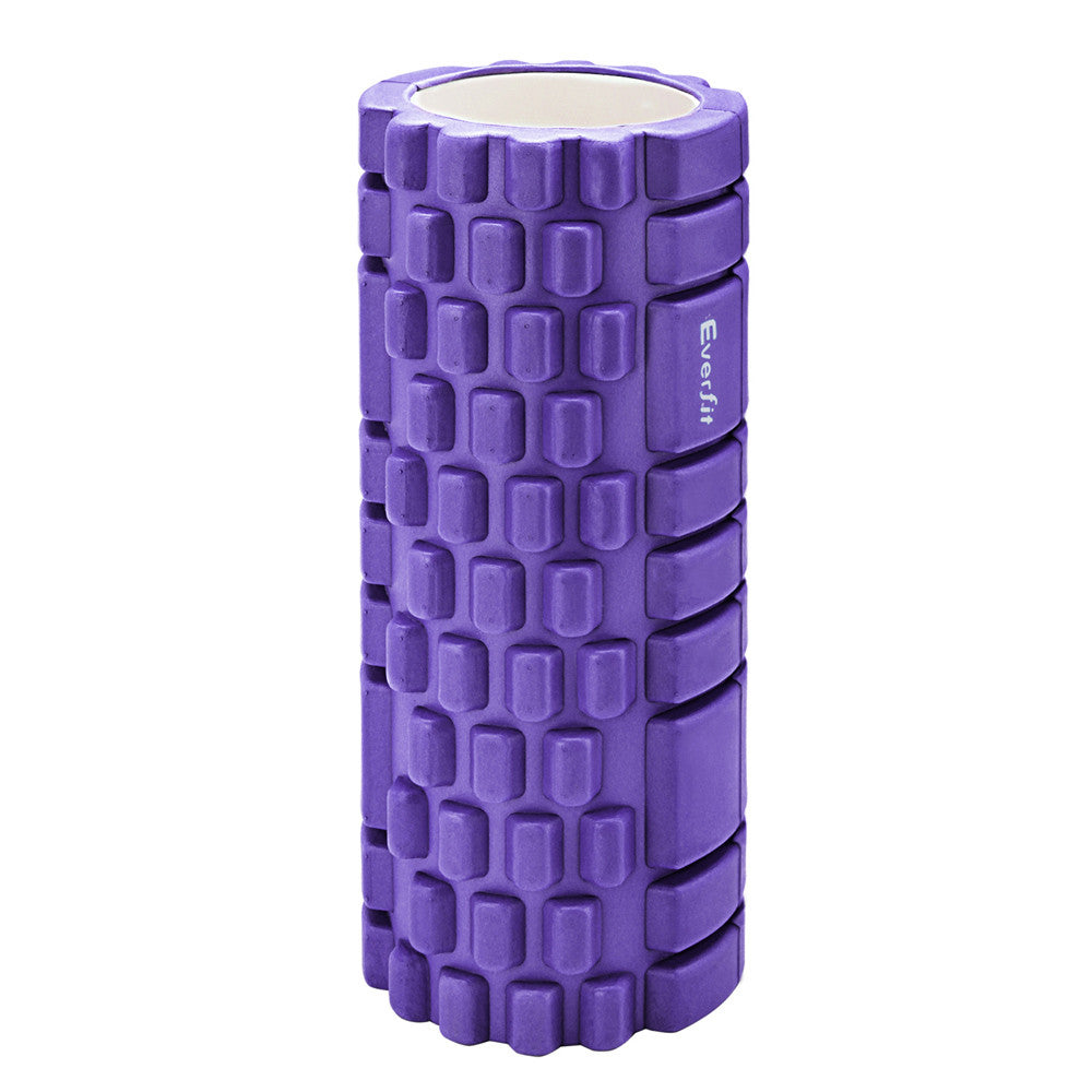 Yoga Gym Pilates EVA Grid Foam Roller Purple 33 x 14cm